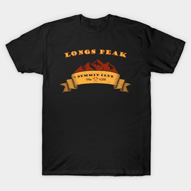 Longs Peak Summit Club Mountaineer Gift T-Shirt by Dolde08